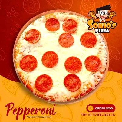 Sonio's Pizza food concept in a premium studio setting