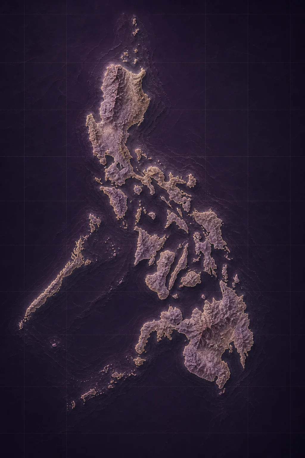 Realistic relief map of the Philippine archipelago