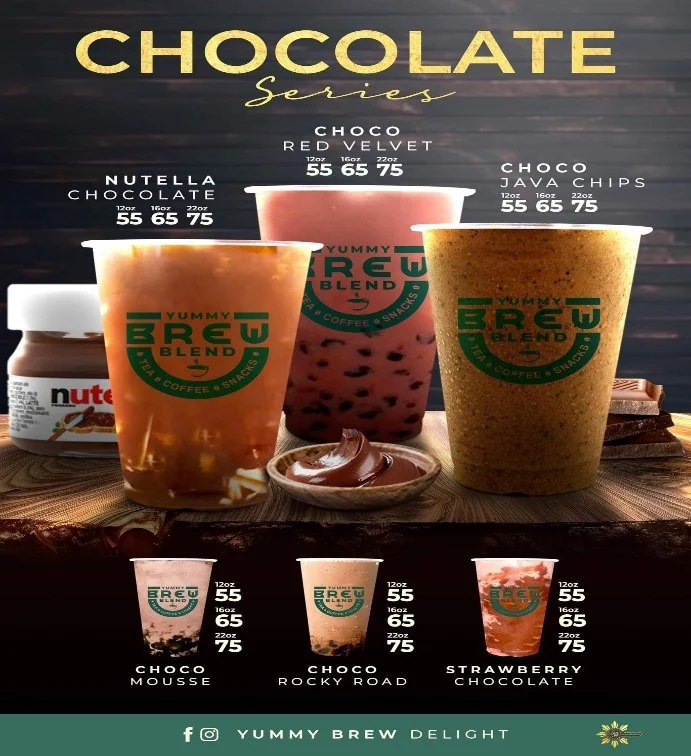 Yummy Brew Blend chocolate series menu