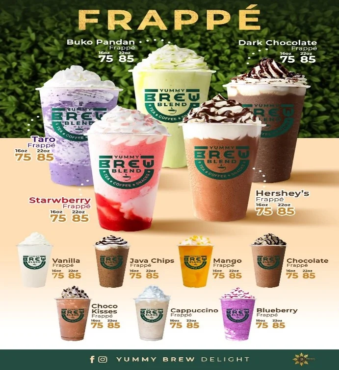 Yummy Brew Blend frappe menu