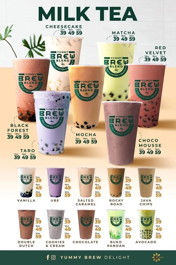 Yummy Brew Blend milk tea menu