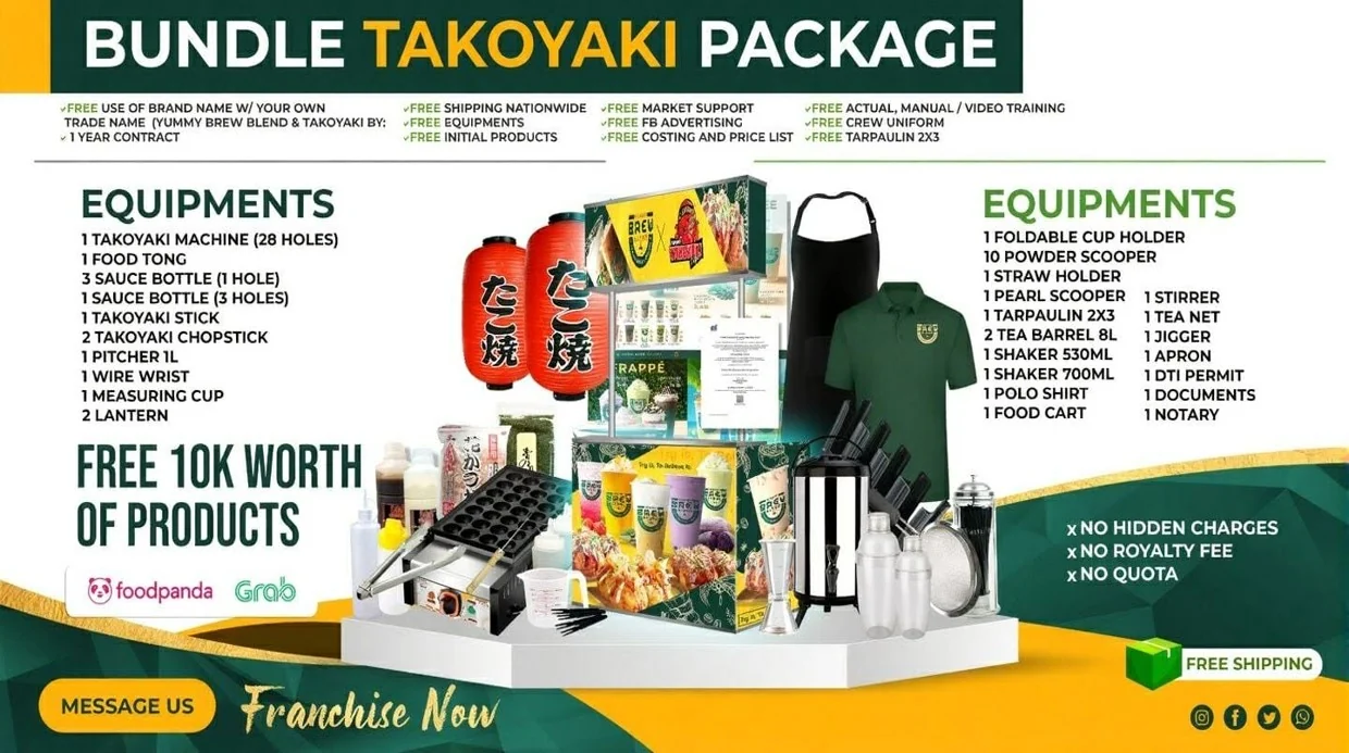 Brew Blend and Takoyaki bundle setup with equipment