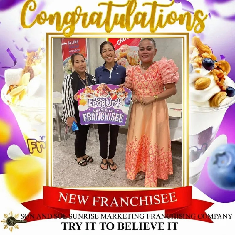 New franchisees holding a D'Yummy Frogurt certificate